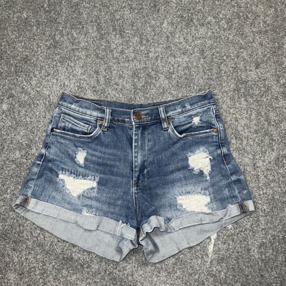 Pants - BlankNYC Shorts Womens Size 27 Blue Denim High Rise Fulton Roll Up distressed